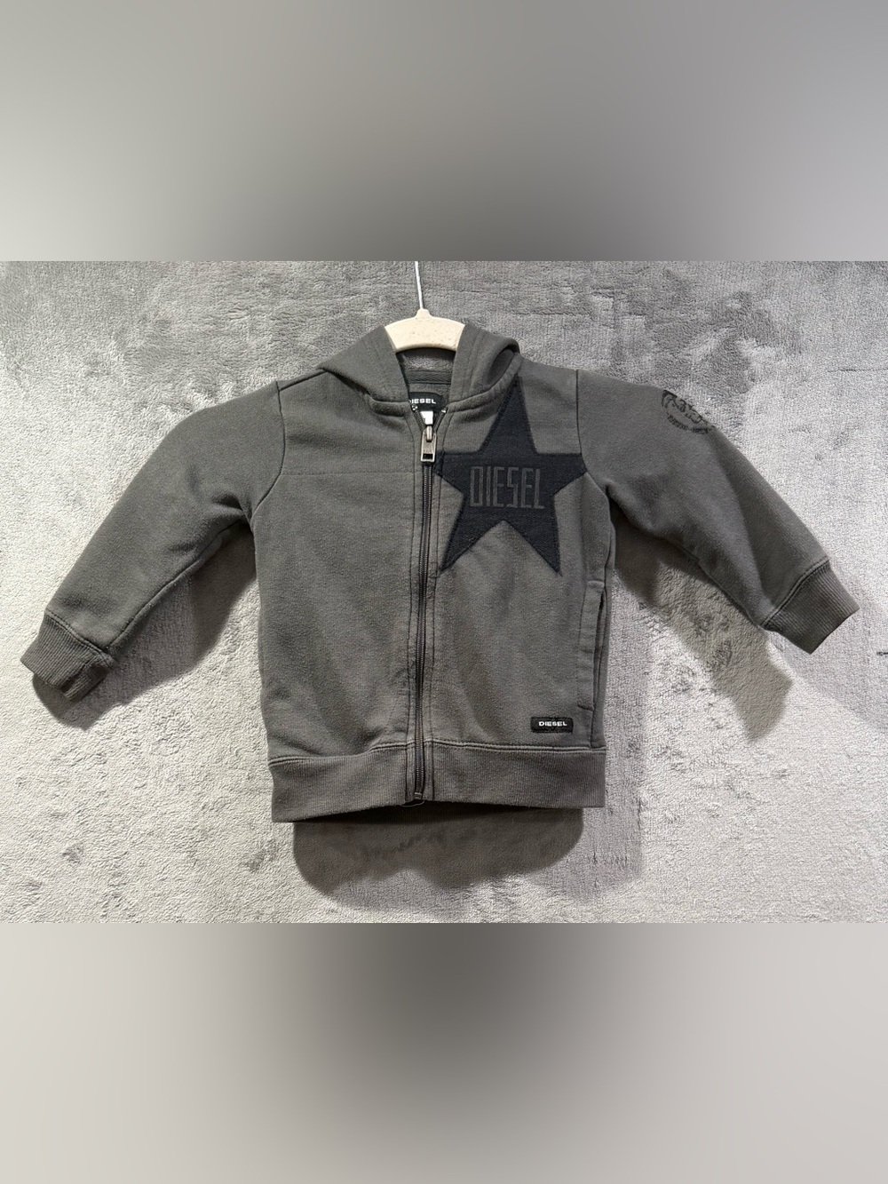 Diesel Gray Full Zip Star Hoodie Sweatshirt Size 2T Cotton